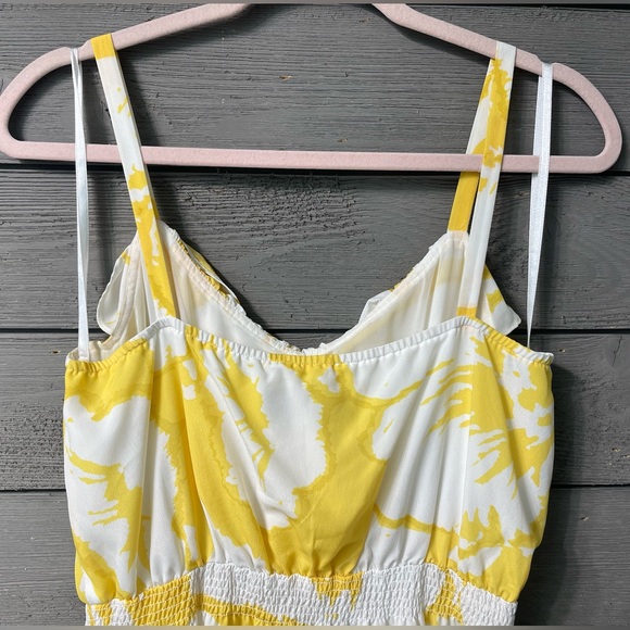 Ann Taylor LOFT Yellow White Floral Ruffle Top Maxi Dress Sz 8 - Picture 9 of 16